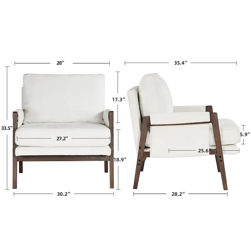 Mid-Century Modern 30 W Chenille Upholstered Accent Leisure Armchair