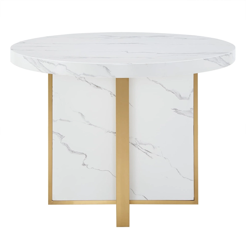 Saki 43 Wide Faux Marble Round Dining Table Set by iNSPIRE Q Modern