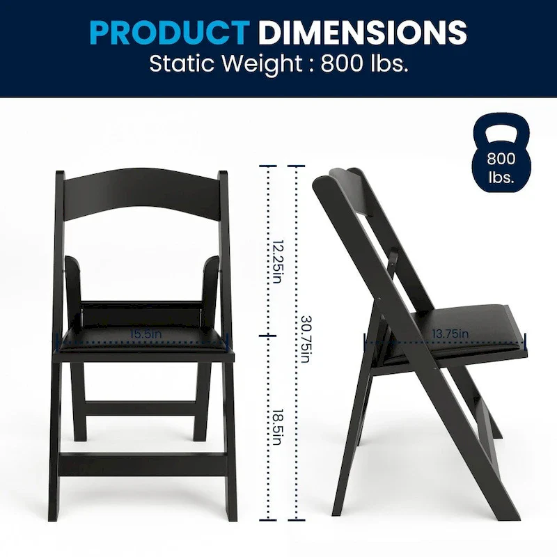 Lightweight Resin Folding Chairs with Vinyl Seats (Set of 4)