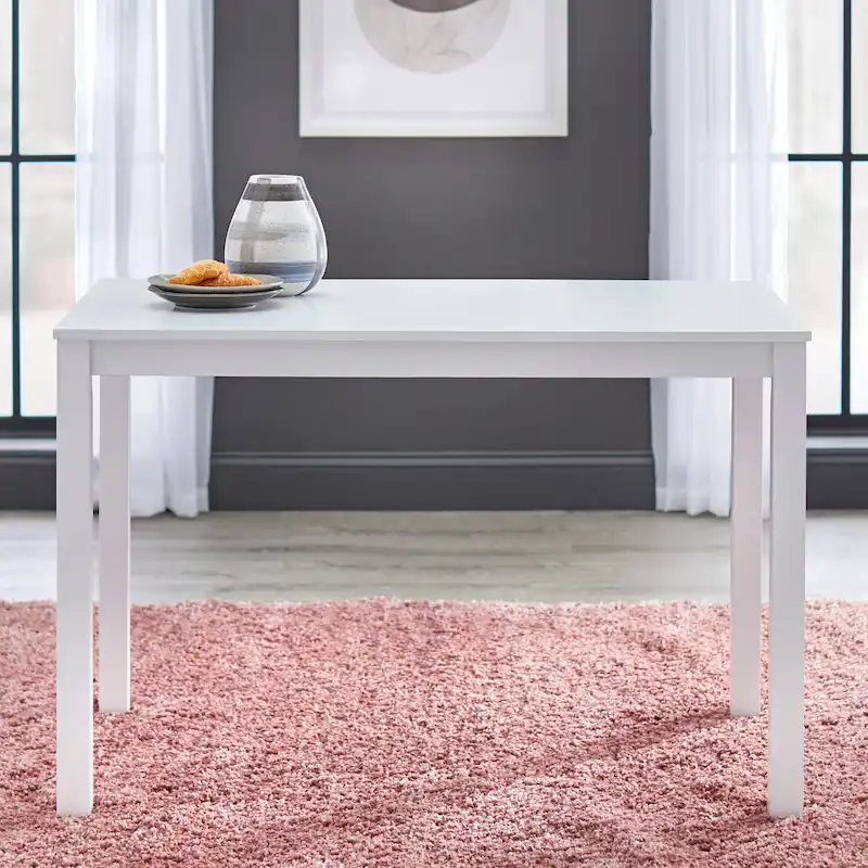 Solid Rubberwood Dining with Cushioned Chairs – White / Espresso, Microfiber / Faux Leather, Seats 4
