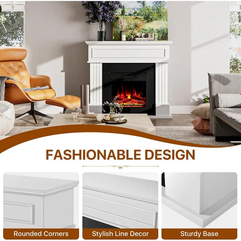 Electric Fireplace with 43 Mantel, 18 inchs Electric Fireplace Insert