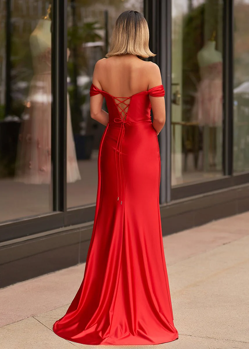Mermaid Satin Long Prom Dress with Slit