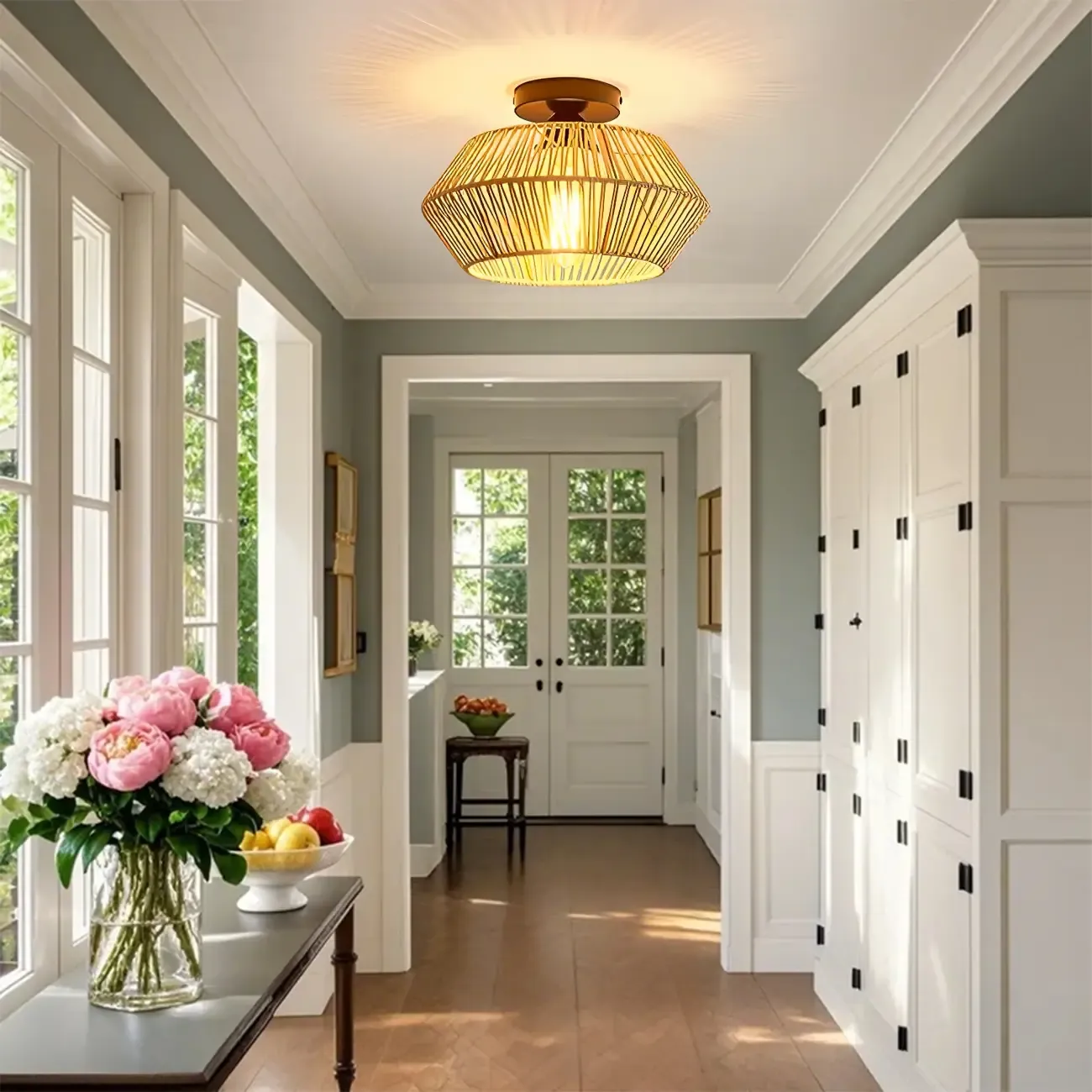 Oriental Mini Rope Semi Flush Ceiling Light for Living Room