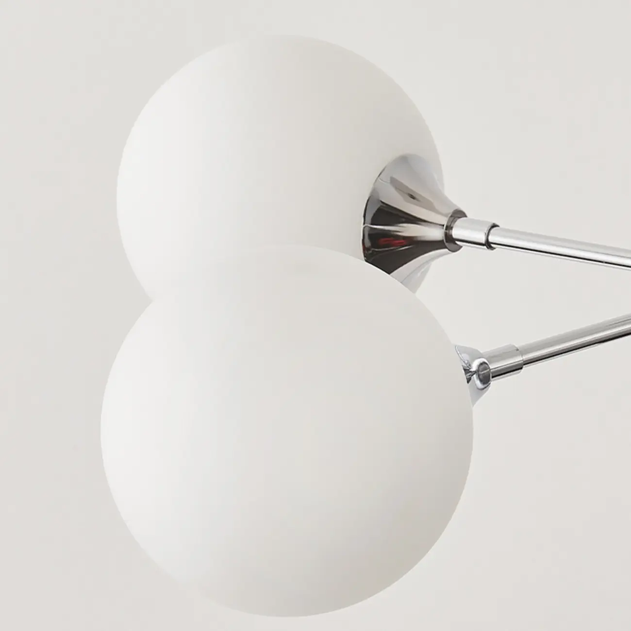 Modern Silver Sputnik Chandelier with White Globe Glass