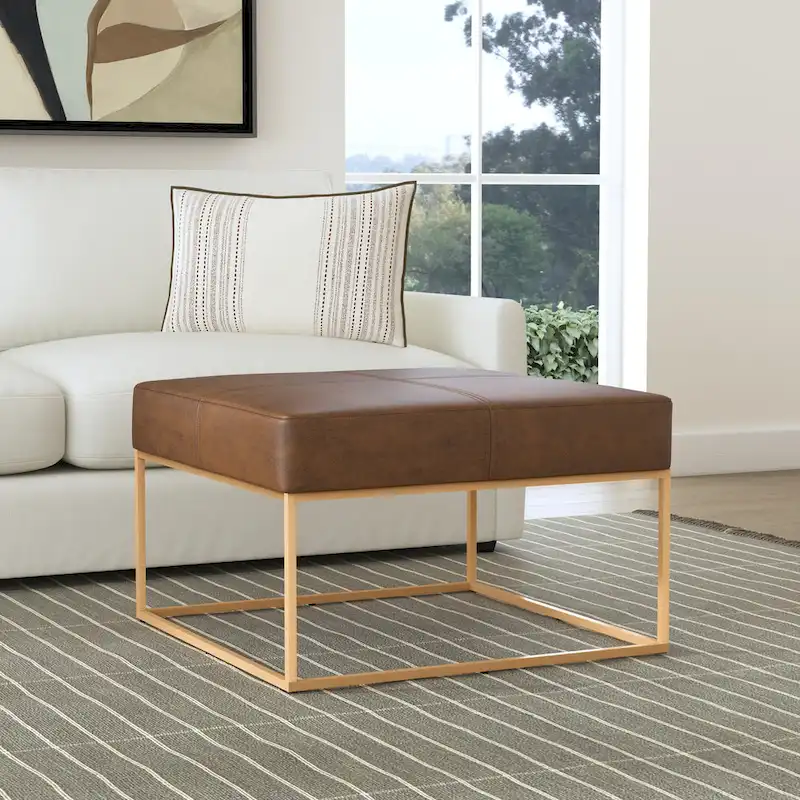 HomePop Square Metal Frame Ottoman
