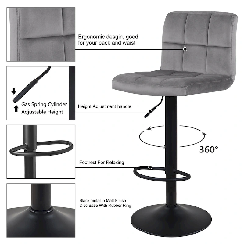 Swivel Adjustable Height with Armless Bar Stools