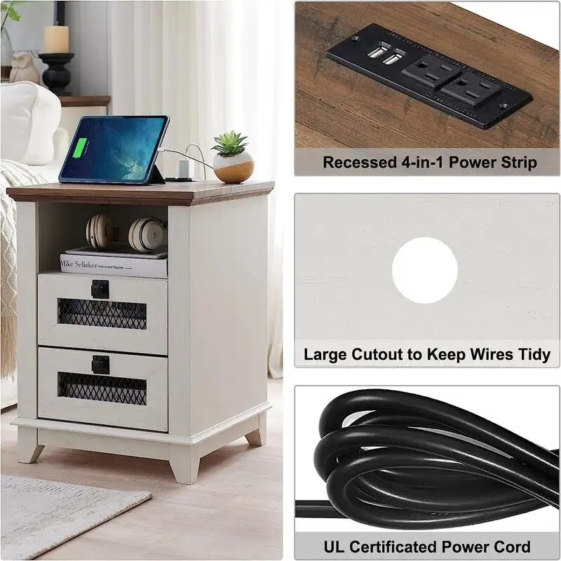 End Table with 2 Drawers - 18D x 18W x 24H