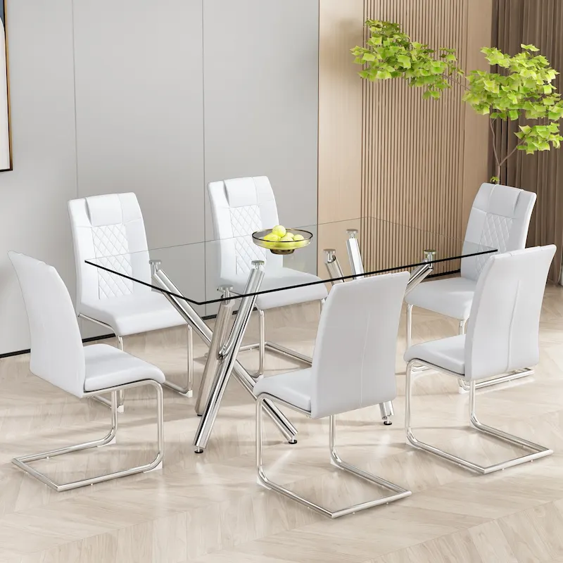 Modern dining chairs leather soft cushion seats