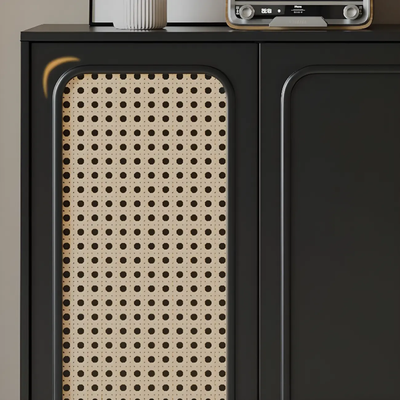 Modern Ink Wood Slab Buffet with Adjustable Shelving