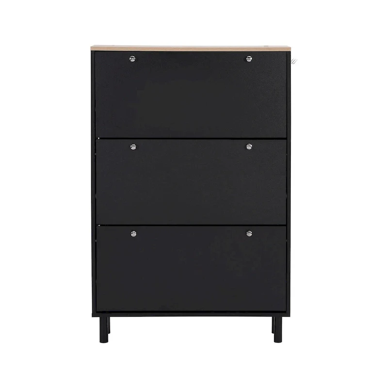 Narrow Design Shoe Cabinet with 3 Flip Drawers, 3 Hooks