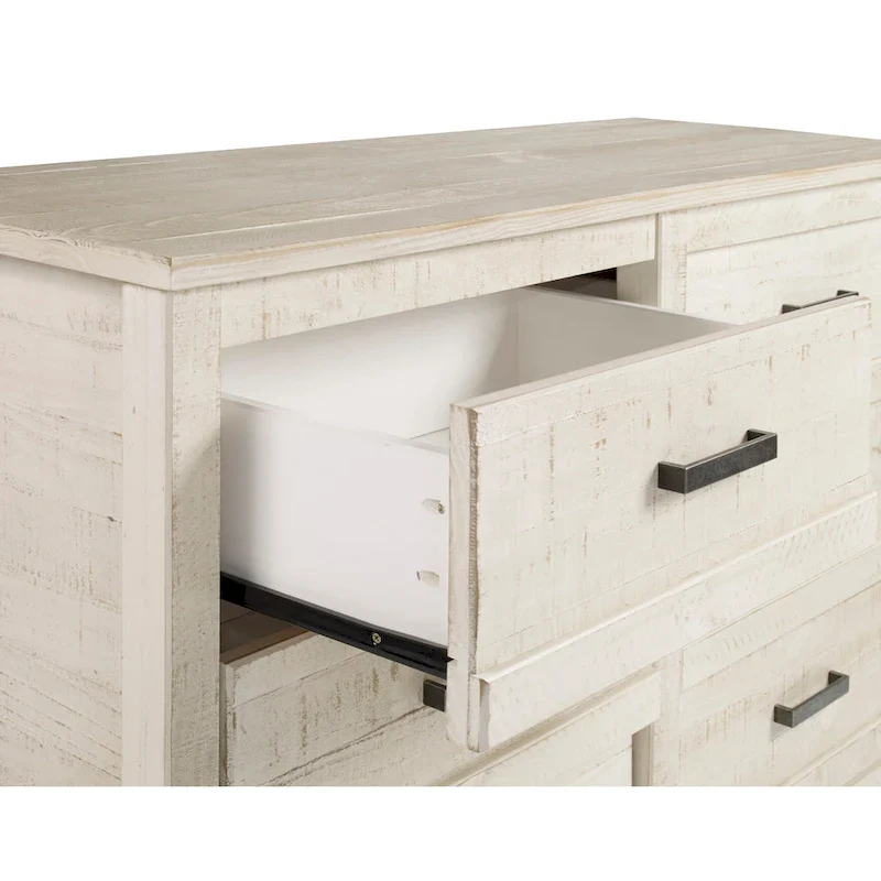 Grey / Walnut / Antique White Rustic Solid Wood 6-Drawer Dresser