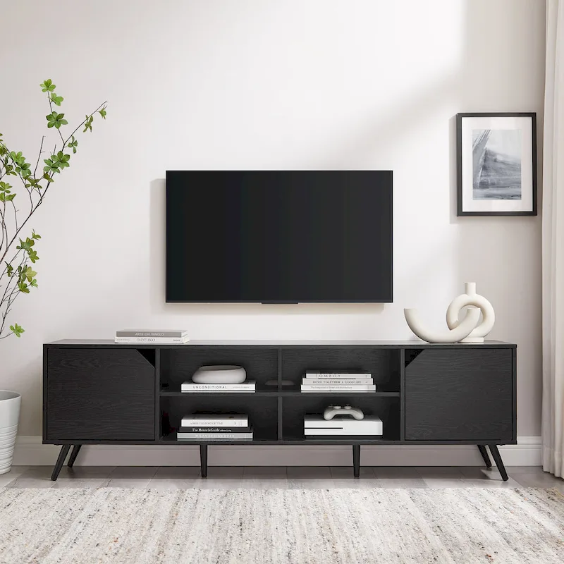 70-inch TV Stand with Storage Cabinets for Living Room