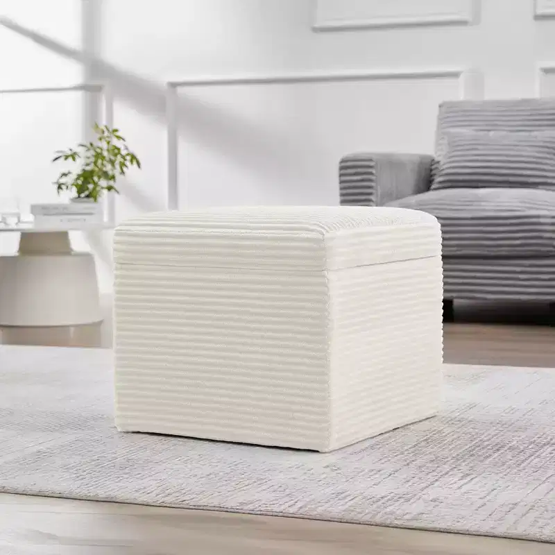 LIKEPAY Corduroy Square Storage Ottoman with Lift Off Top