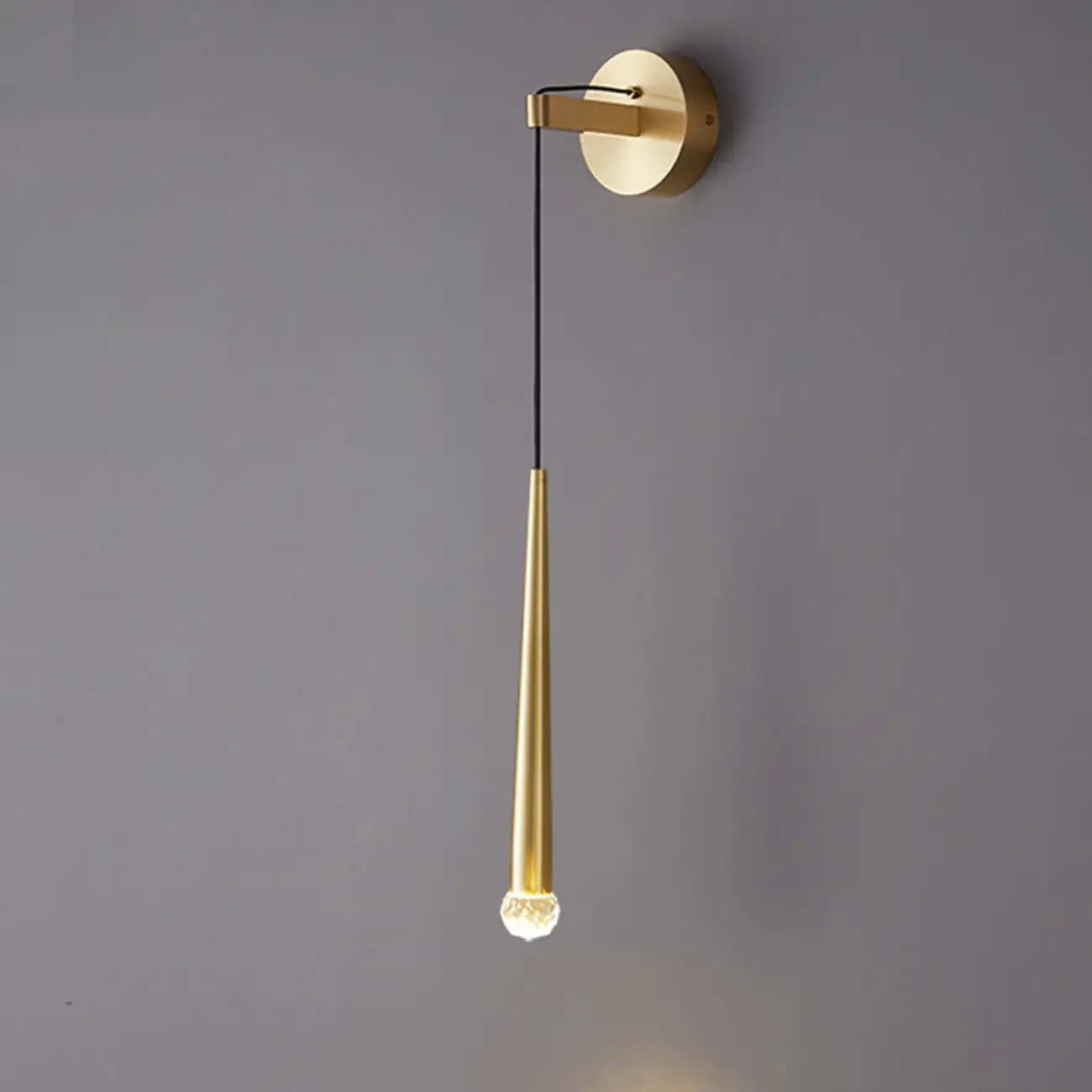 Elegant Gold Cylinder LED Wall Sconce with Crystal Deco