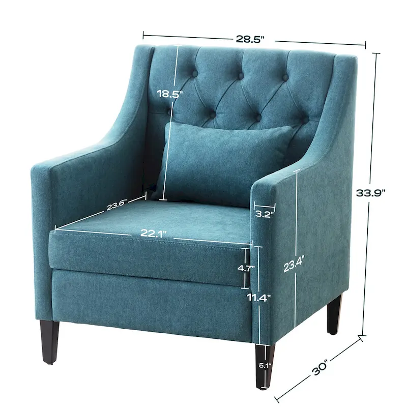 HUIMO Arm Chair Comfy Club Chair with Pillow Beige/ Dark Teal/ Blue