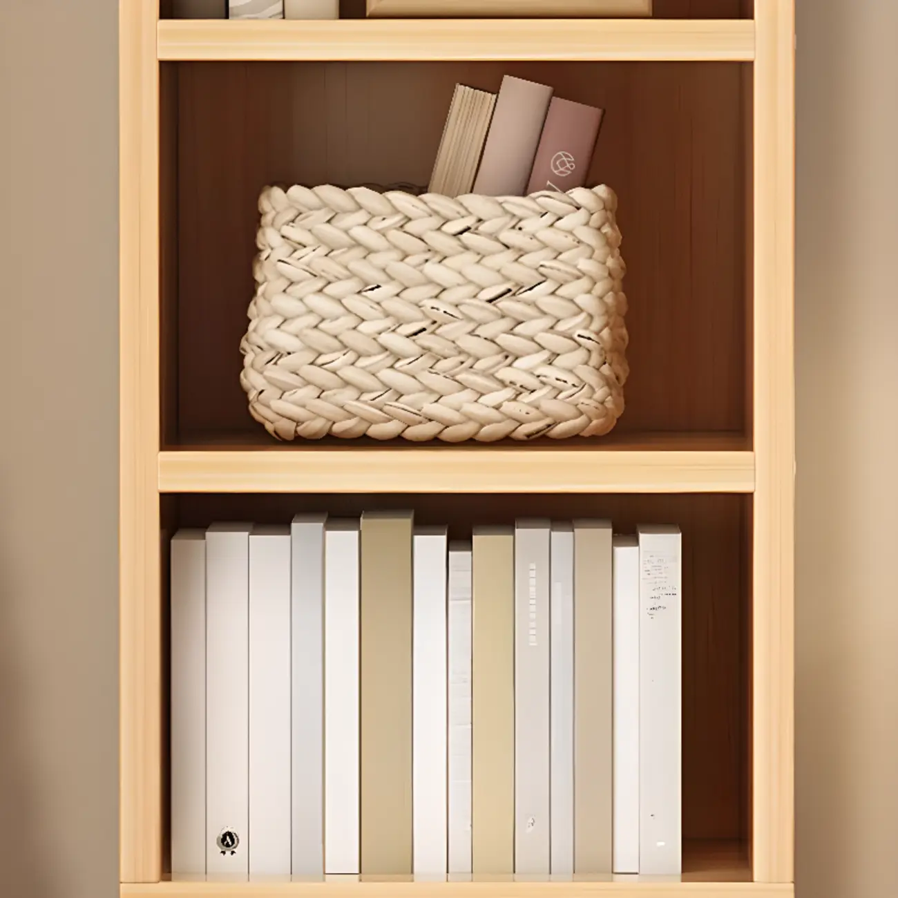 Scandinavian Oak Rectangle 5-Shelf Wood Bookcase