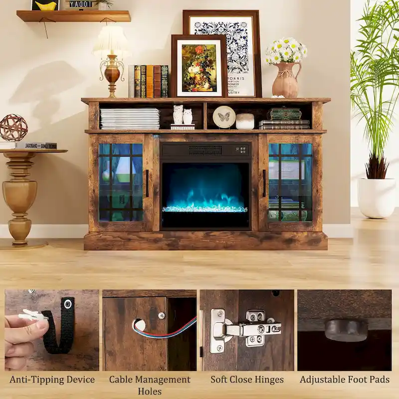 Costway TV Stand with Electric Fireplace LED Lights Remote Controls - See Details