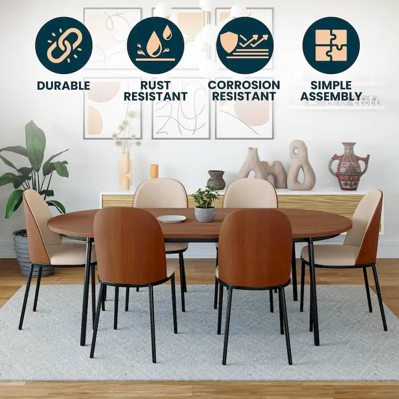 LeisureMod Tule Dining Side Chair with Upholstered Seat and Back