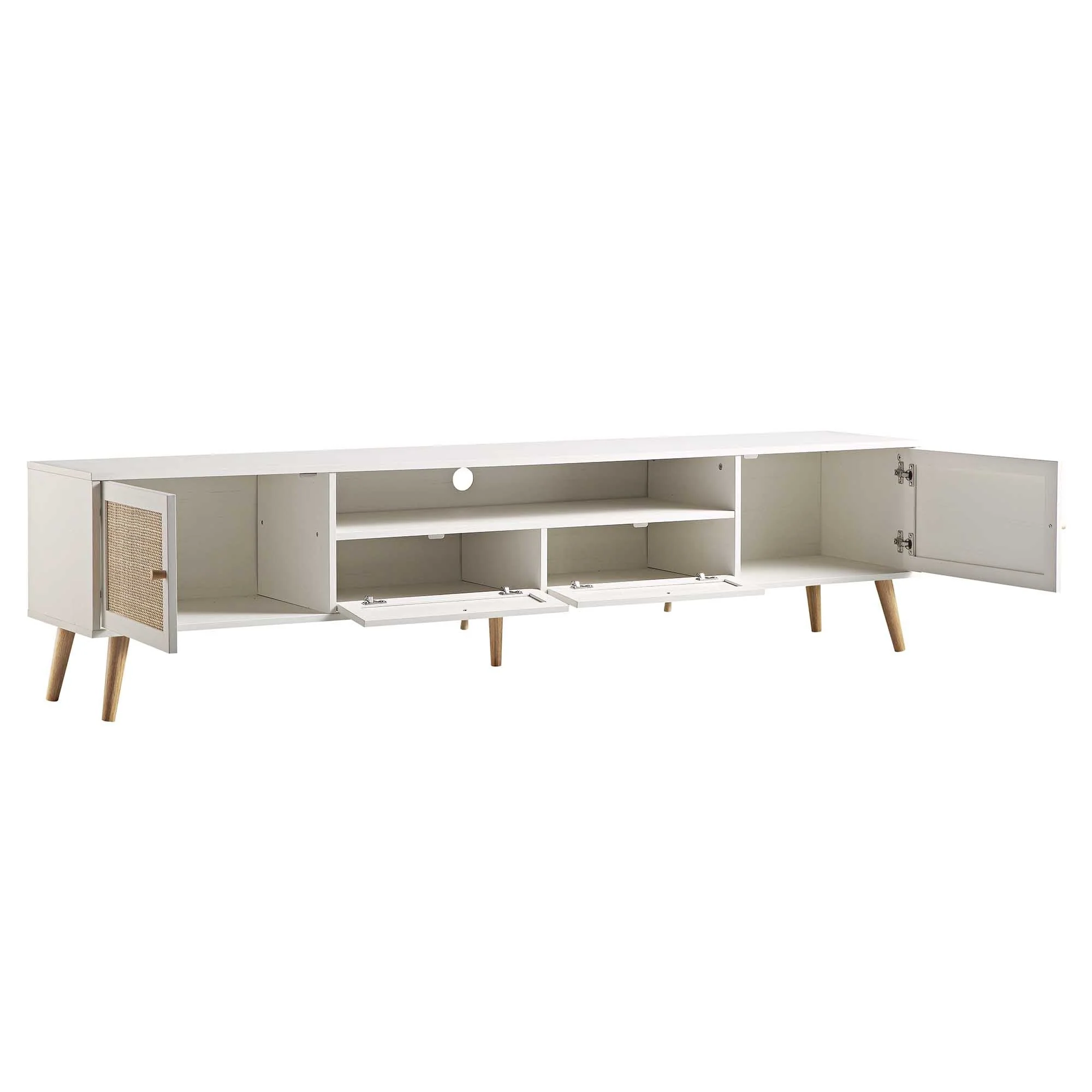 Woven Rattan 79in. Wide TV Unit, White