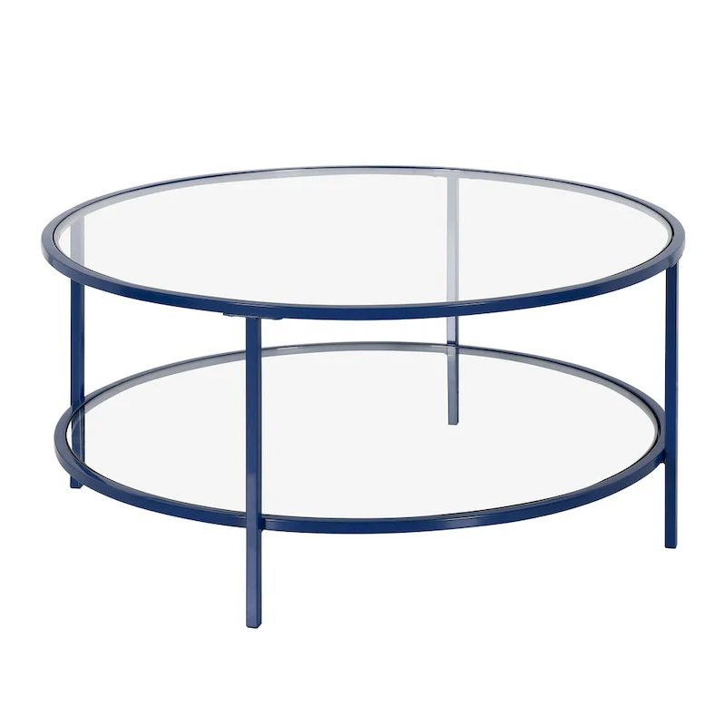 Sivil 36 Wide Round Coffee Table with Glass Top - 36 Wide
