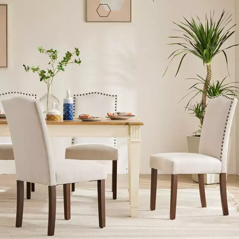 JIONJOY Linen Upholstered Dining Chair Set of 4
