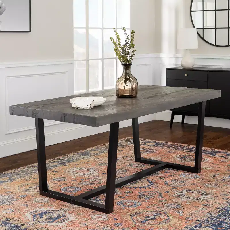 GDFStudio Pellerin 72W Rustic Pine Wood Dining Table
