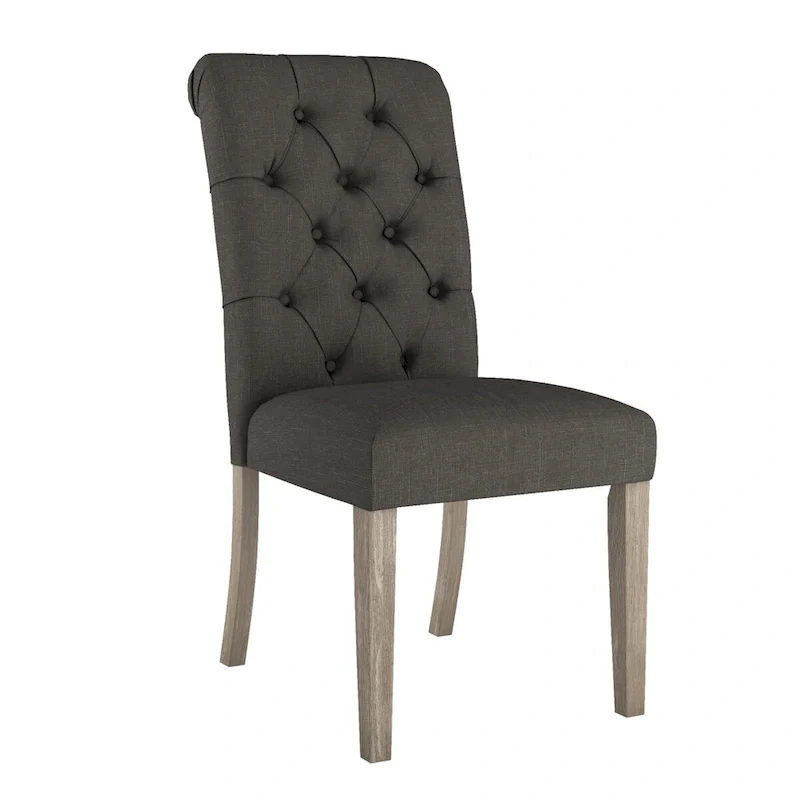 Benchwright Linen Tufted Dining Chair with Grey Finish Legs (Set of 2) by iNSPIRE Q Artisan