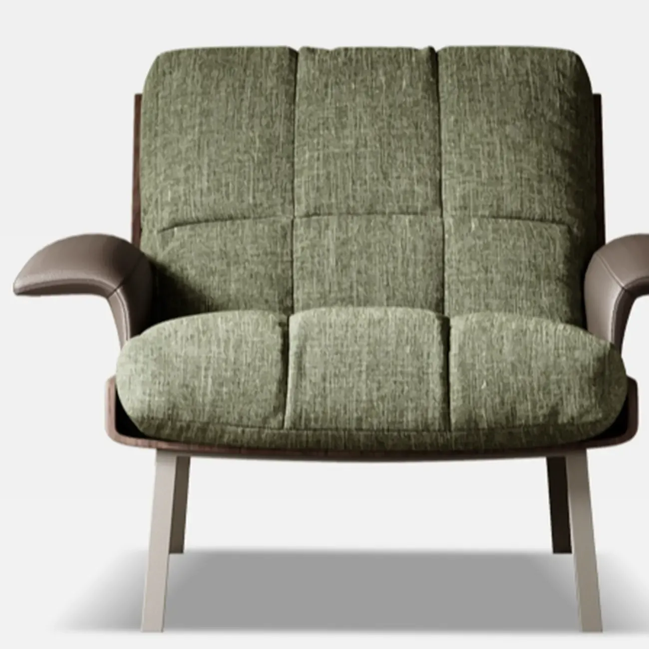 Modern Green Fabric Flared Arm Lounge Chair