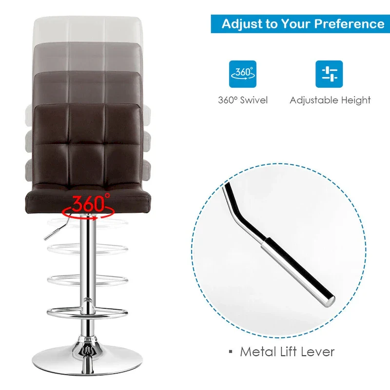 Gymax 3PCS Pub Table Set 24 Round Bar Table & 2 Adjustable Bar