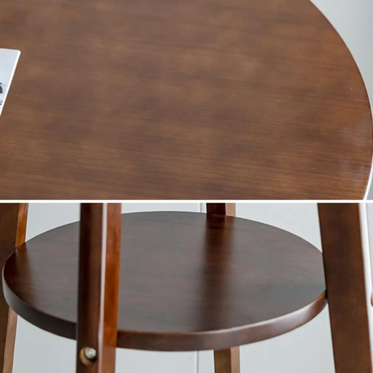 Scandinavian Rubberwood Round Bar Tables with Shelf