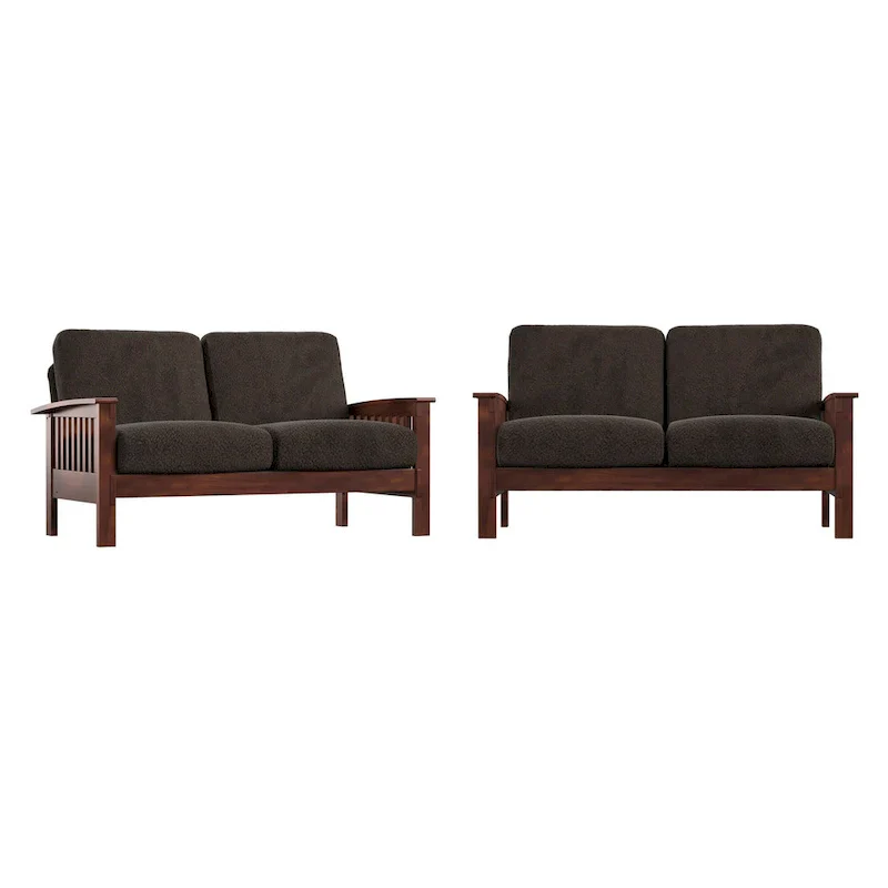 Mission-Style Wood Loveseat - 2 Seater