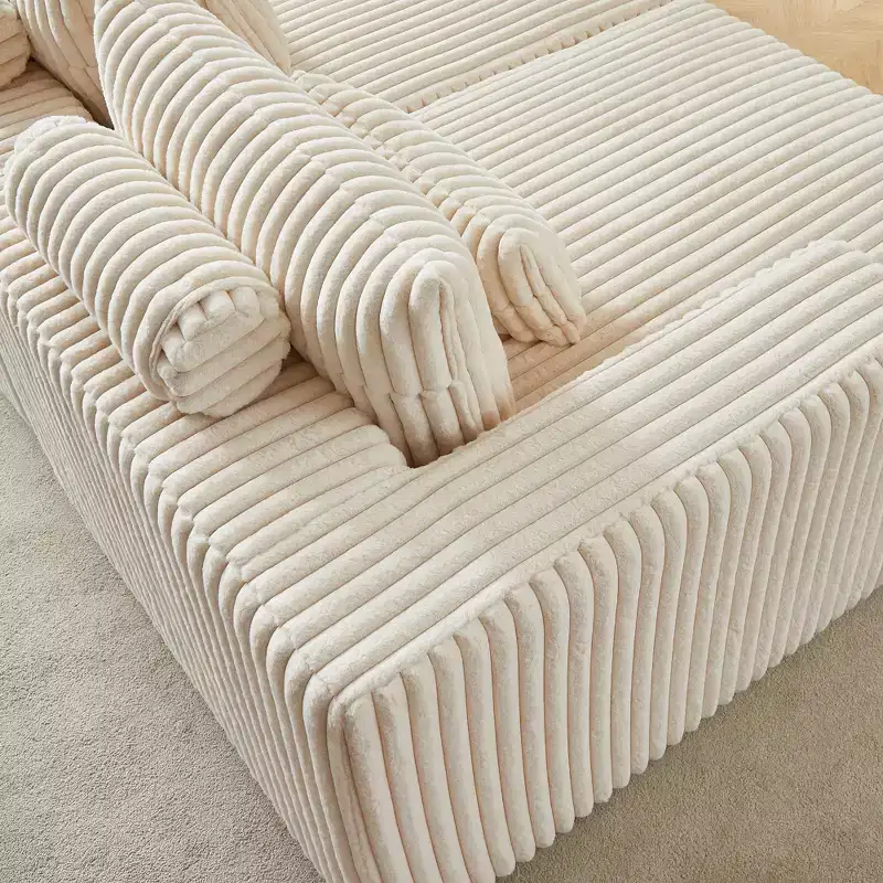 87 Cloud Plush Sectional Chaise with Reclining Sofa Bed - No Assembly, Modern Indoor Lounge