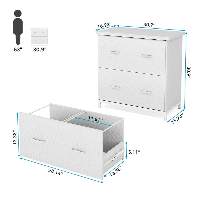 2 Drawer Lateral File Cabinet Printer Stand with Stroage