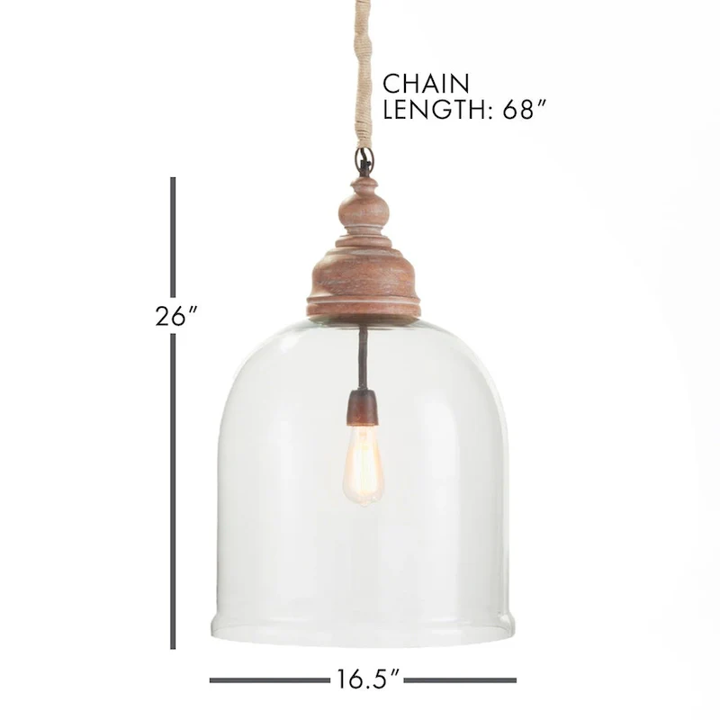 Ansley 26 inch Cloche Pendant Whitewash Finish - 26 in.