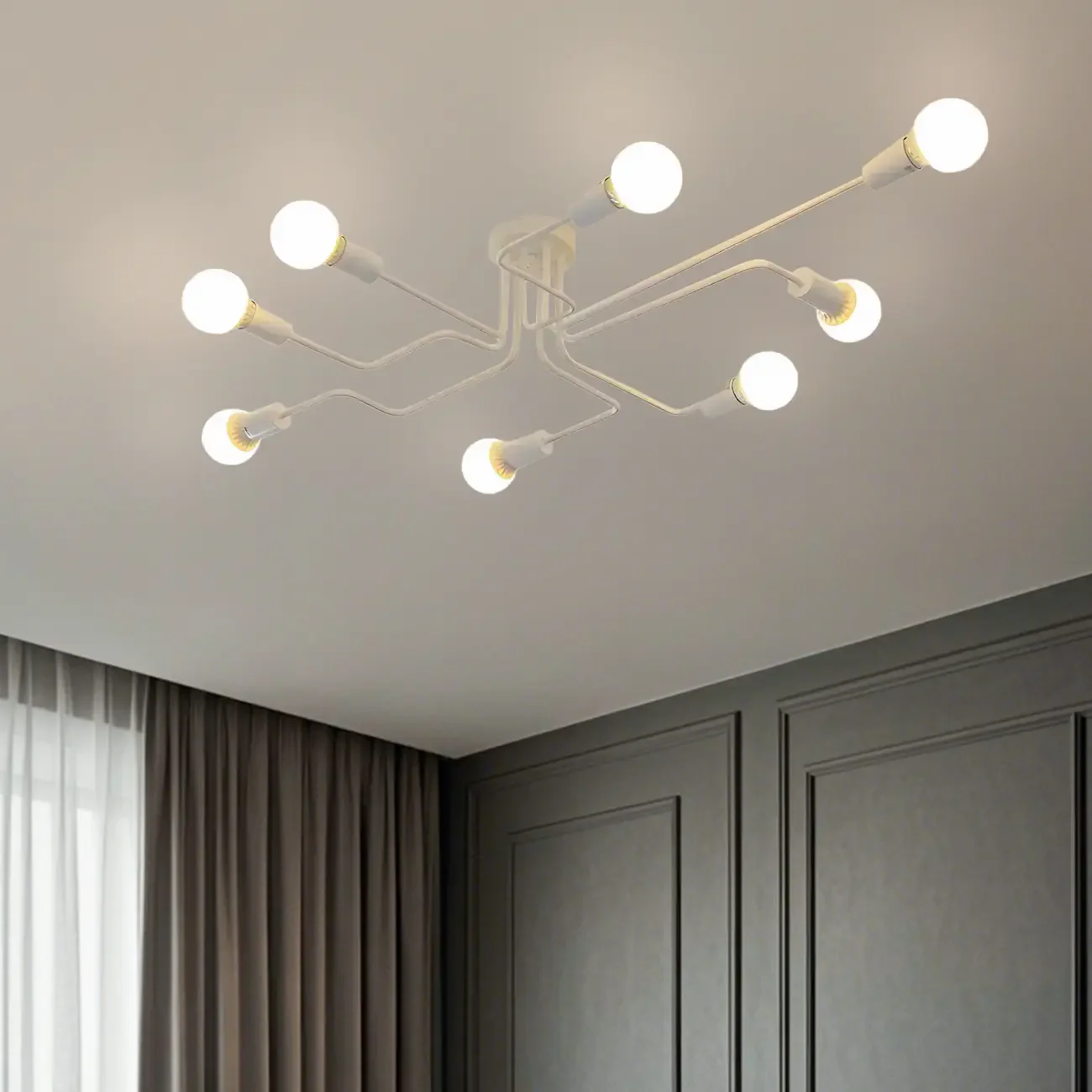 Industrial Branch Metal Semi Flush Ceiling Light