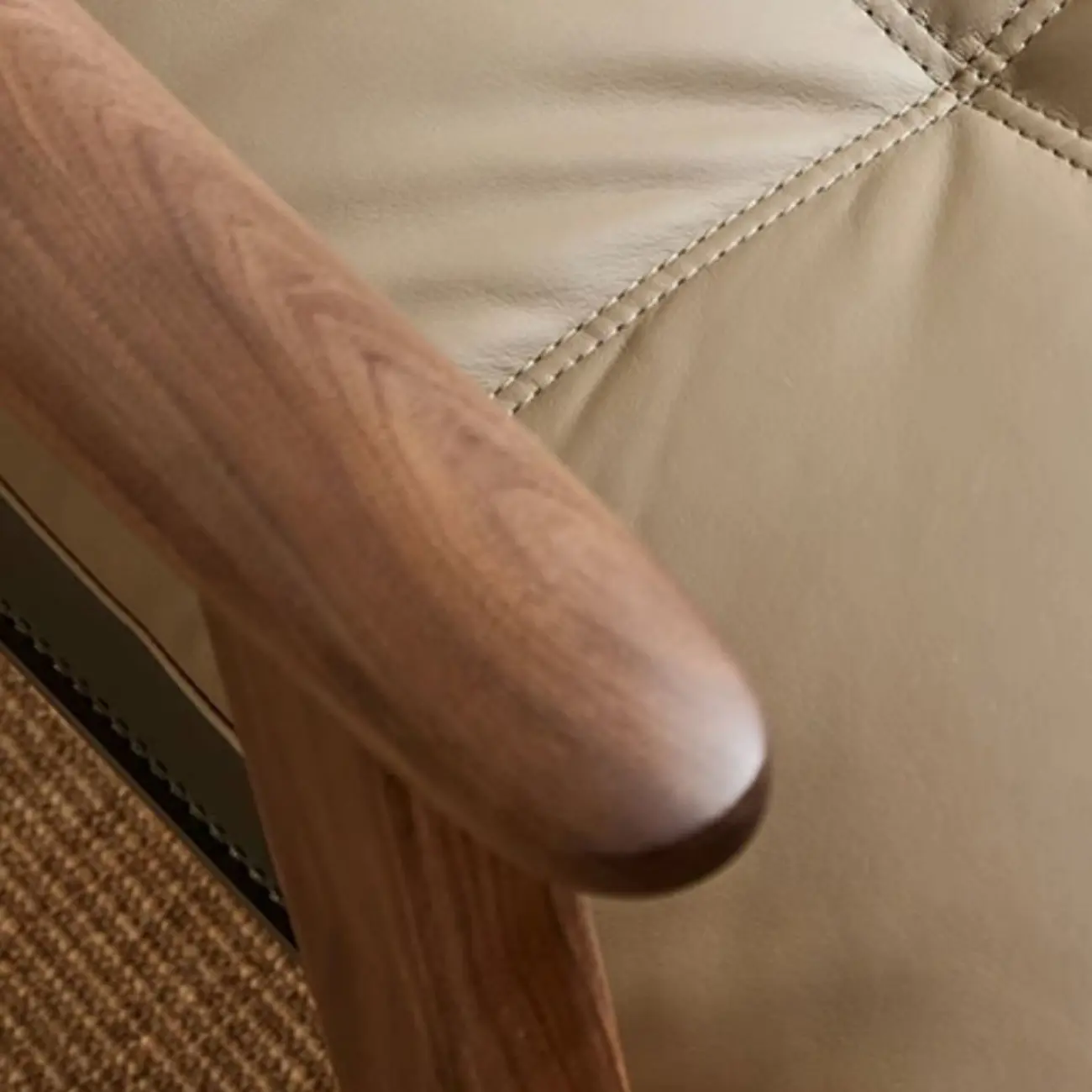 Scandinavian Green Genuine Leather Armchair