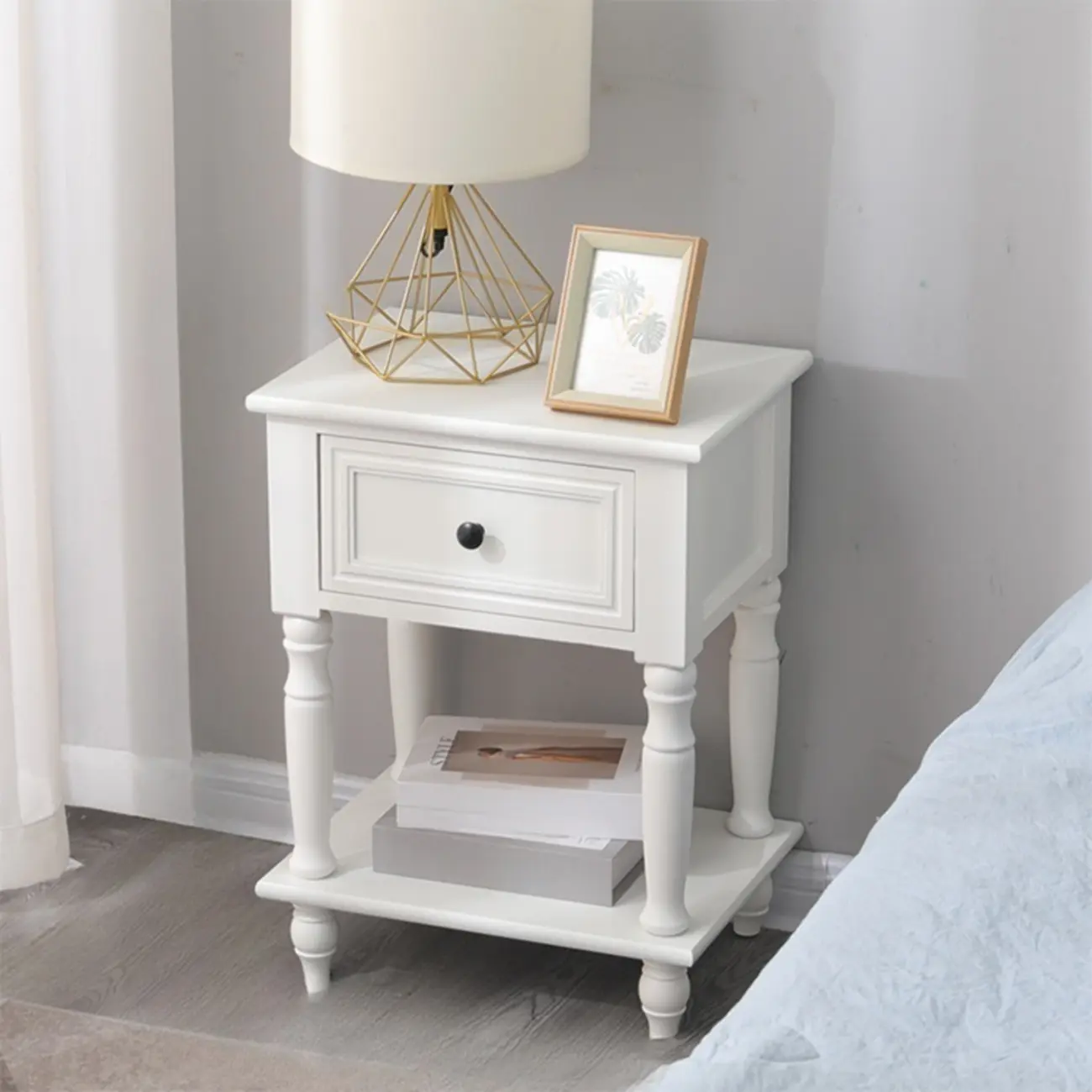 Traditional Wood Nightstand with Drawers