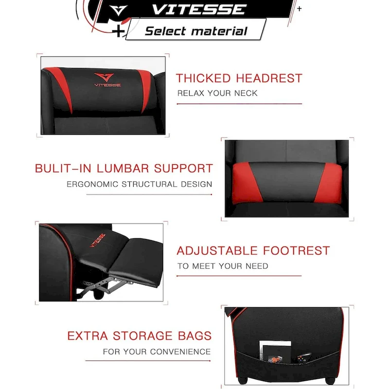 BOSSIN Gaming Recliner Chair Racing Style High Back Chair Living Room Recliners Theater Seating