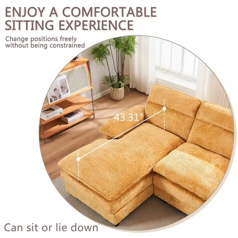 U-Shaped Chenille Sofa