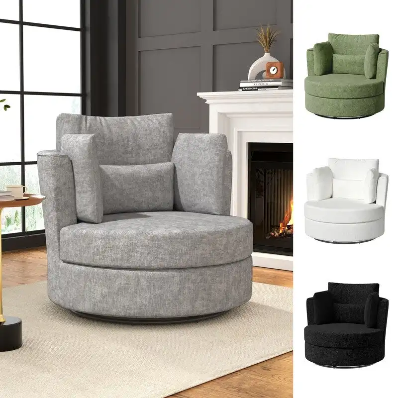 Chenille Swivel Soft Modern Upholstered Accent Chair (Set of 2)