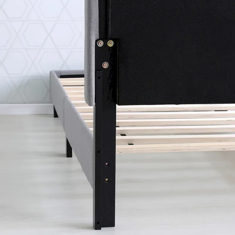 Furinno Laval Double Row Nailhead Bed Frame