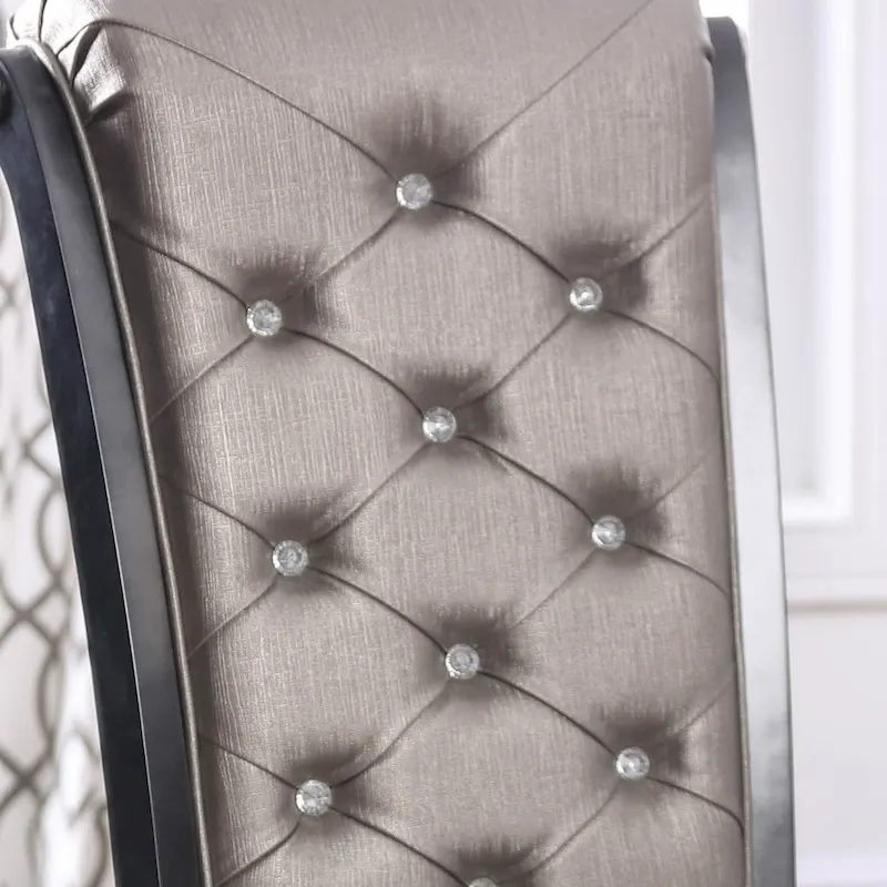 Grey Champagne Faux Leather Dining Chair, Set of 2