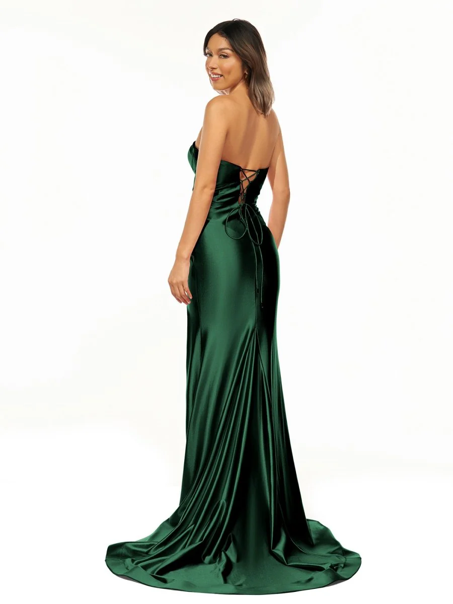 Sweetheart Fuchsia Pleated Mermaid Long Prom Dress