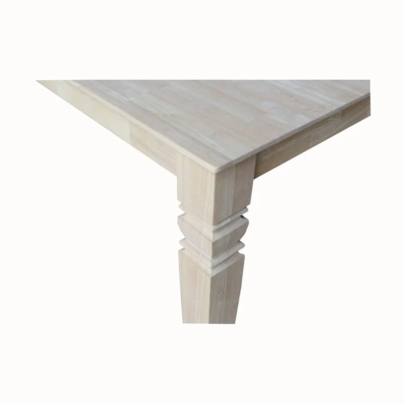 Solid Wood Unfinished Dining Table with Butterfly Leaf – Butcher Block Top, Extends to 58