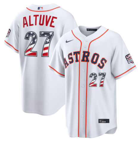 Houston Astros Jose Altuve White USA 250 Fourth of July Home Stadium Jersey
