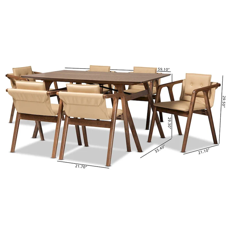Mid-Century Modern 7-Piece Dining Set