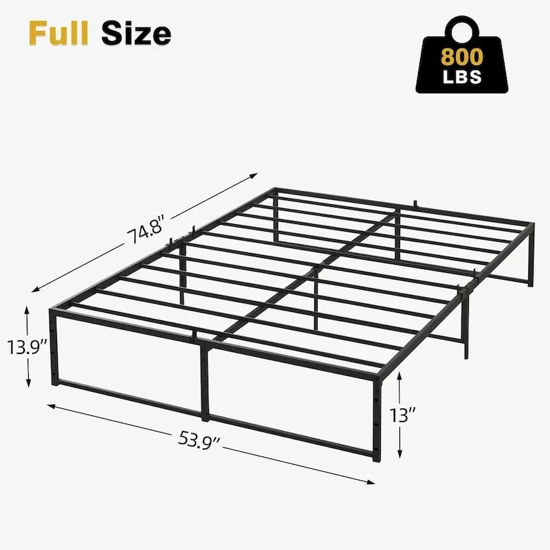 Black Metal Platform Bed Frame, 14
