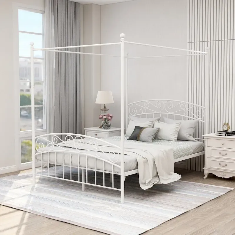 Aufank Classic Metal Canopy Bed Frame, Easy Assembly