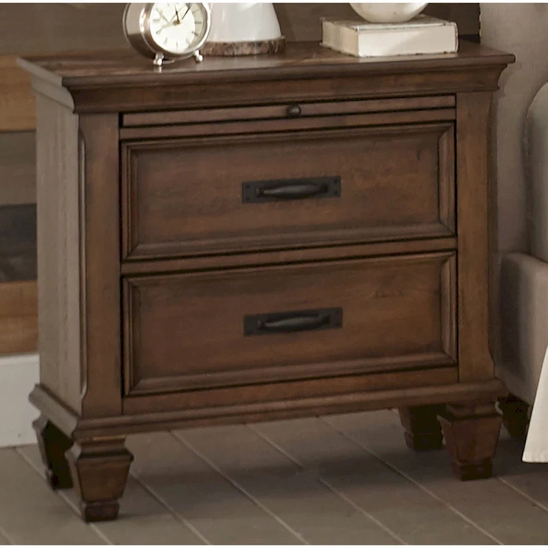 Clemence Beige and Burnished Oak 4-piece Panel Bedroom Set