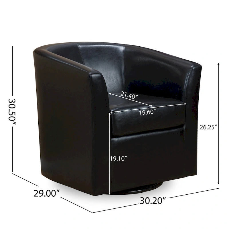 Daymian Swivel Club Chair by Christopher Knight Home - 29.00  D x 30.20  W x 30.50  H